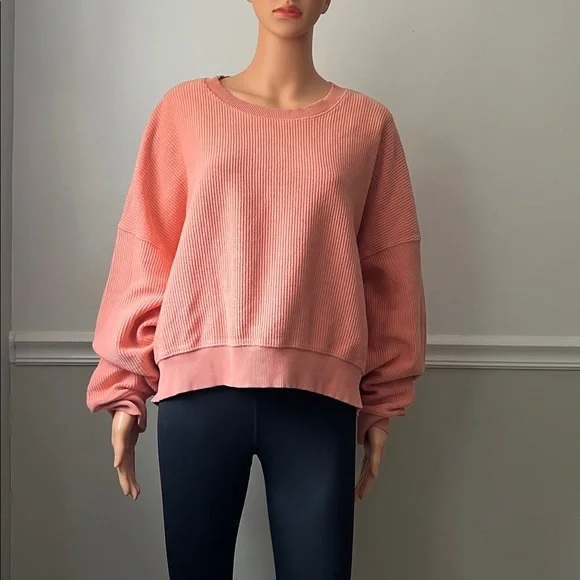 Aerie Oversized Cropped Ribbed Sweatshirt - Picture 2 of 16